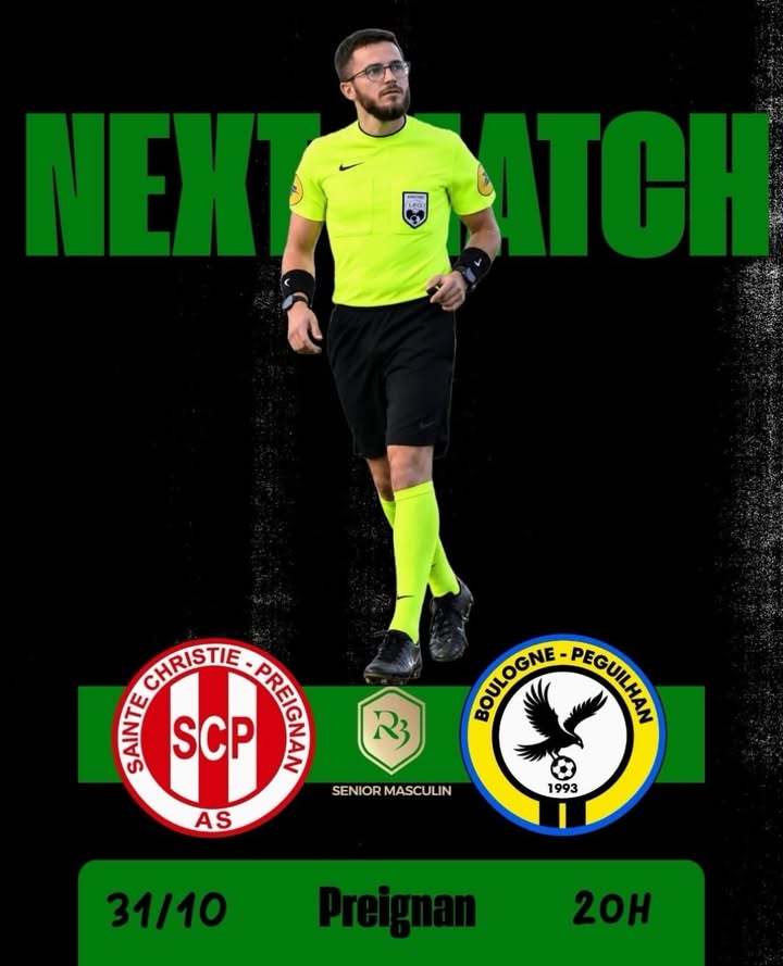 Ce week-end notre arbitre Aurelien Fresnel arbitrera nos voisins preignanais au match…